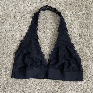 VS PINK black lace halter bralette